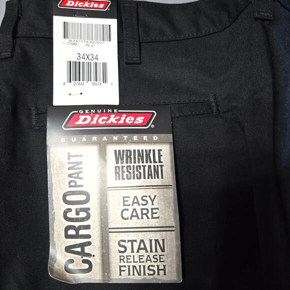 Dickies Sz 34x34 Mens Black Cargo Pockets Pants - Picture 3 of 5
